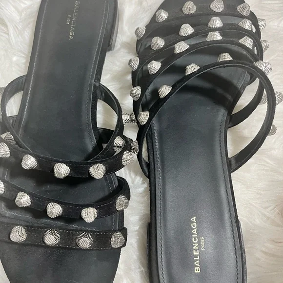 Balenciaga Black and Silver Studded Sandals - Picture 7 of 8